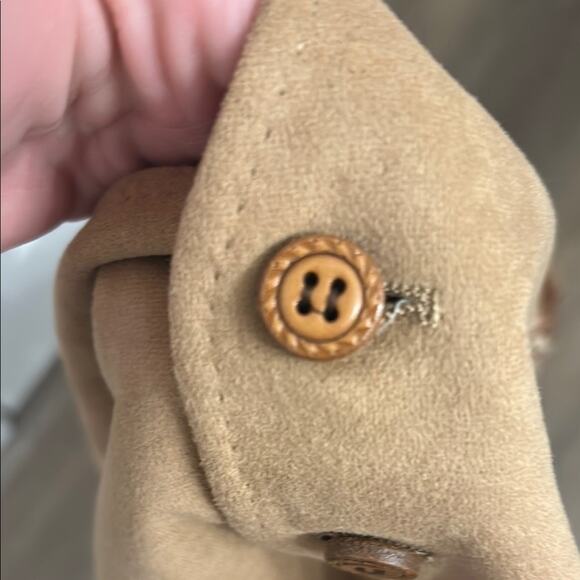 Handmade Tan Suede Like Western Boho Bird Pattern Button Vest Festival Size M? - Picture 7 of 7